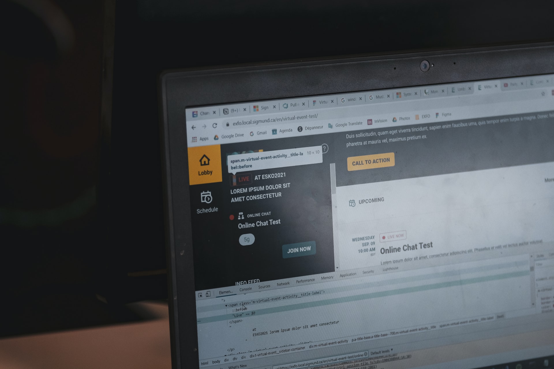 Browser with multiple tabs open