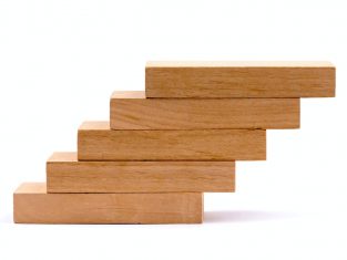 Steps made of wooden blocks