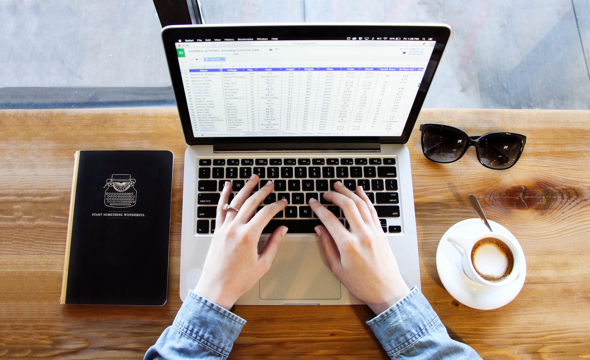 A laptop with an open spreadsheet