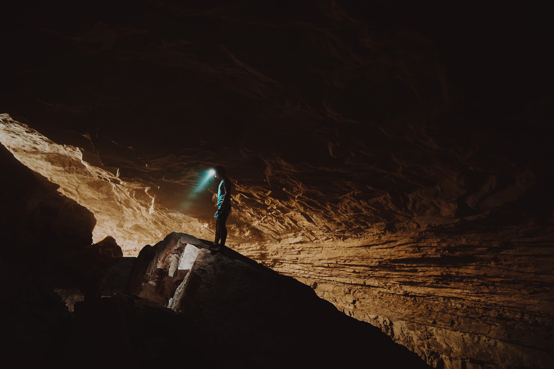 Explorer in a cave