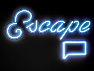 Neon escape sign with speech bubble